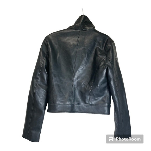 Blank NYC | Essential Faux Leather Zip Front Cropped Moto Jacket Black Small - Picture 11 of 11